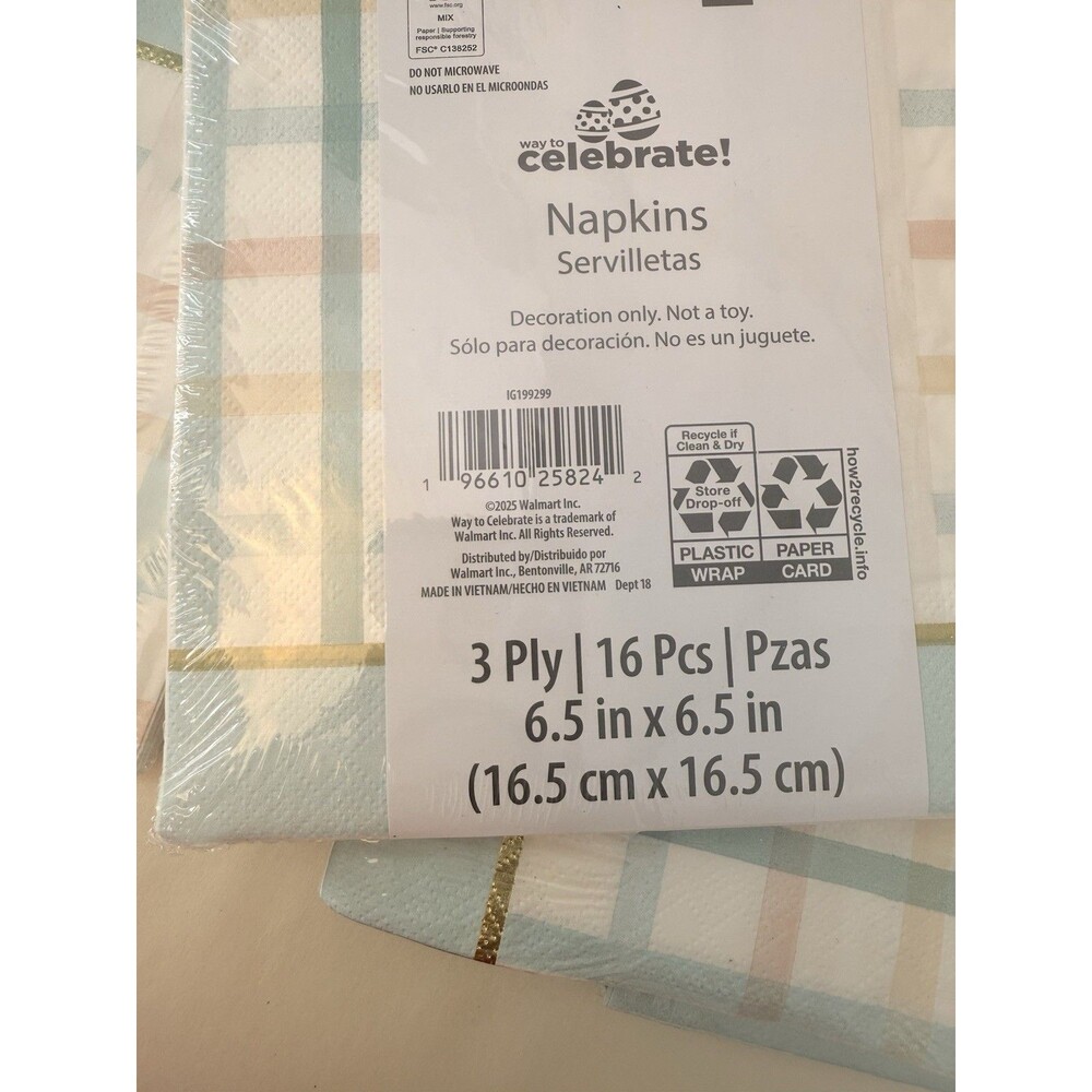 Lot Of 128 Pcs Spring Easter Baby Shower Event Party Guest Napkins 8 Packs Paper - Picture 4 of 8